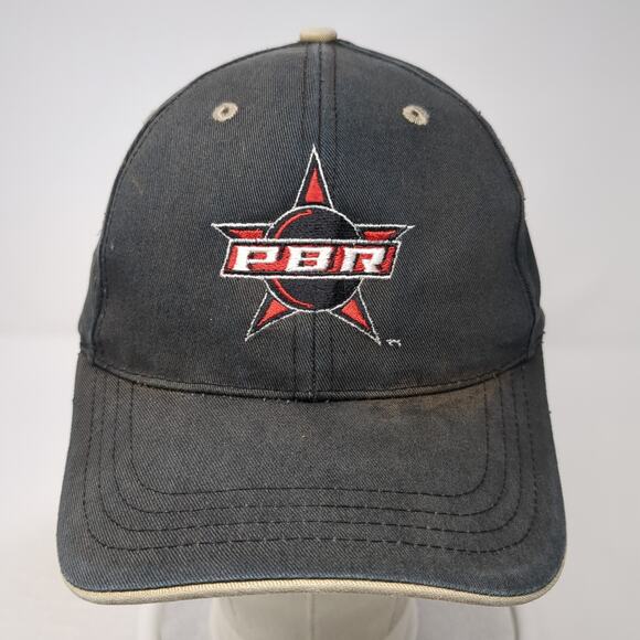 PBR Strapback Hat Black One Size Adjustable Embroidered Vent Holes - Picture 2 of 9